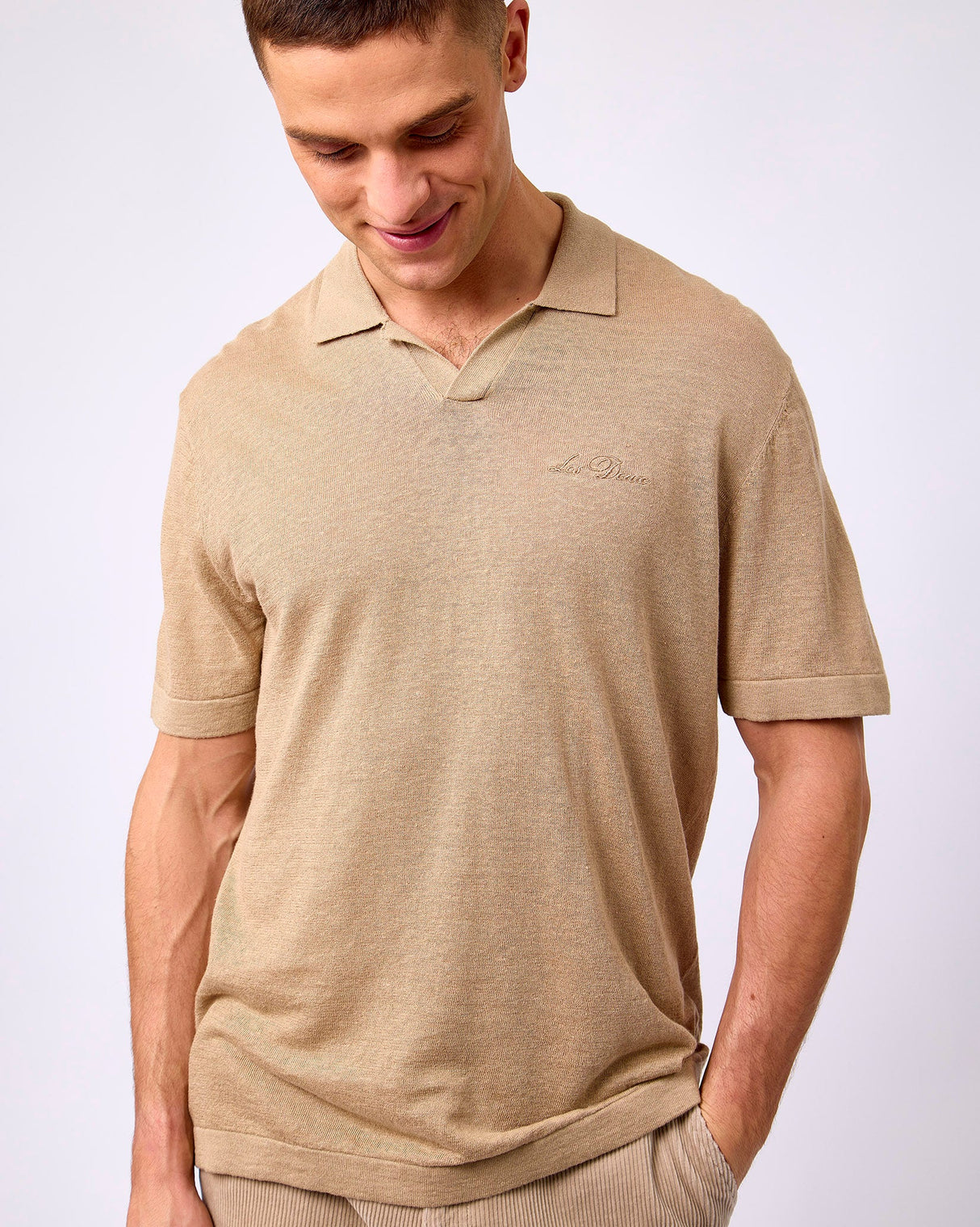 Dark-Sand-Emmanuel-Knit-Polo-T-Shirt