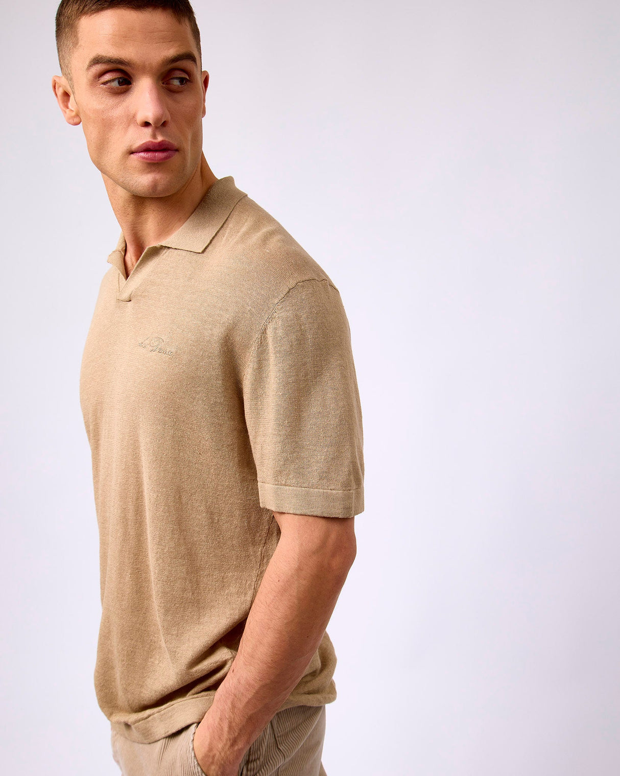 Dark-Sand-Emmanuel-Knit-Polo-T-Shirt