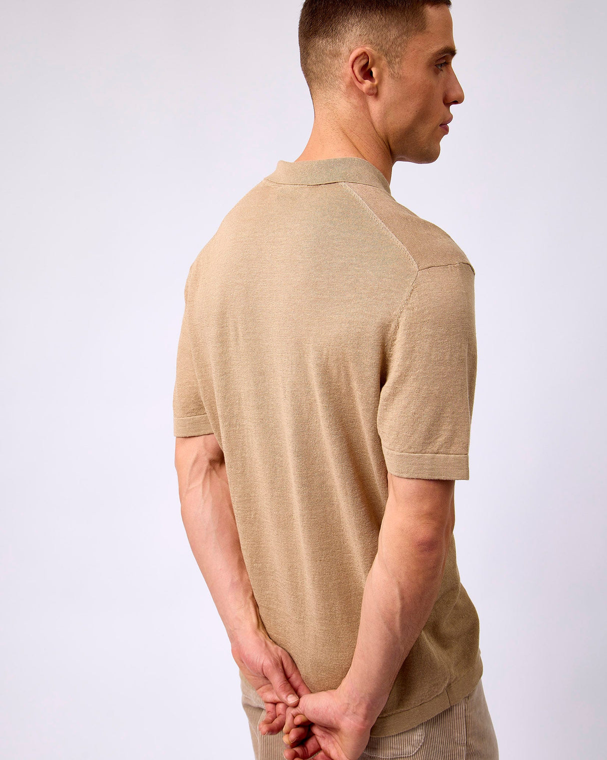 Dark Sand Emmanuel Knit Polo T-Shirt