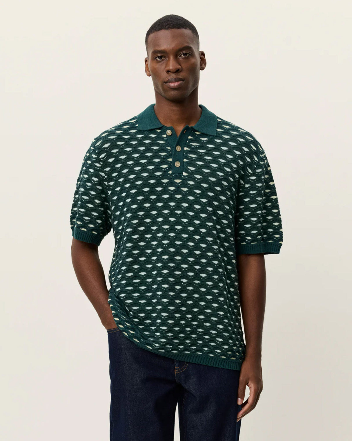 Sea-Moss-Green-Esmay-Shell-Knitted-Polo-T-Shirt