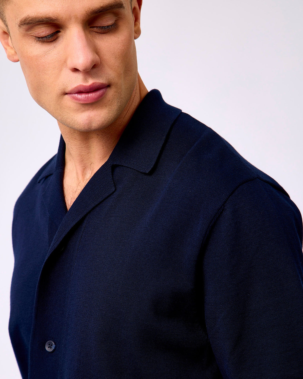 Dark Navy Emmett Arabesque Knitted Short Sleeve Shirt