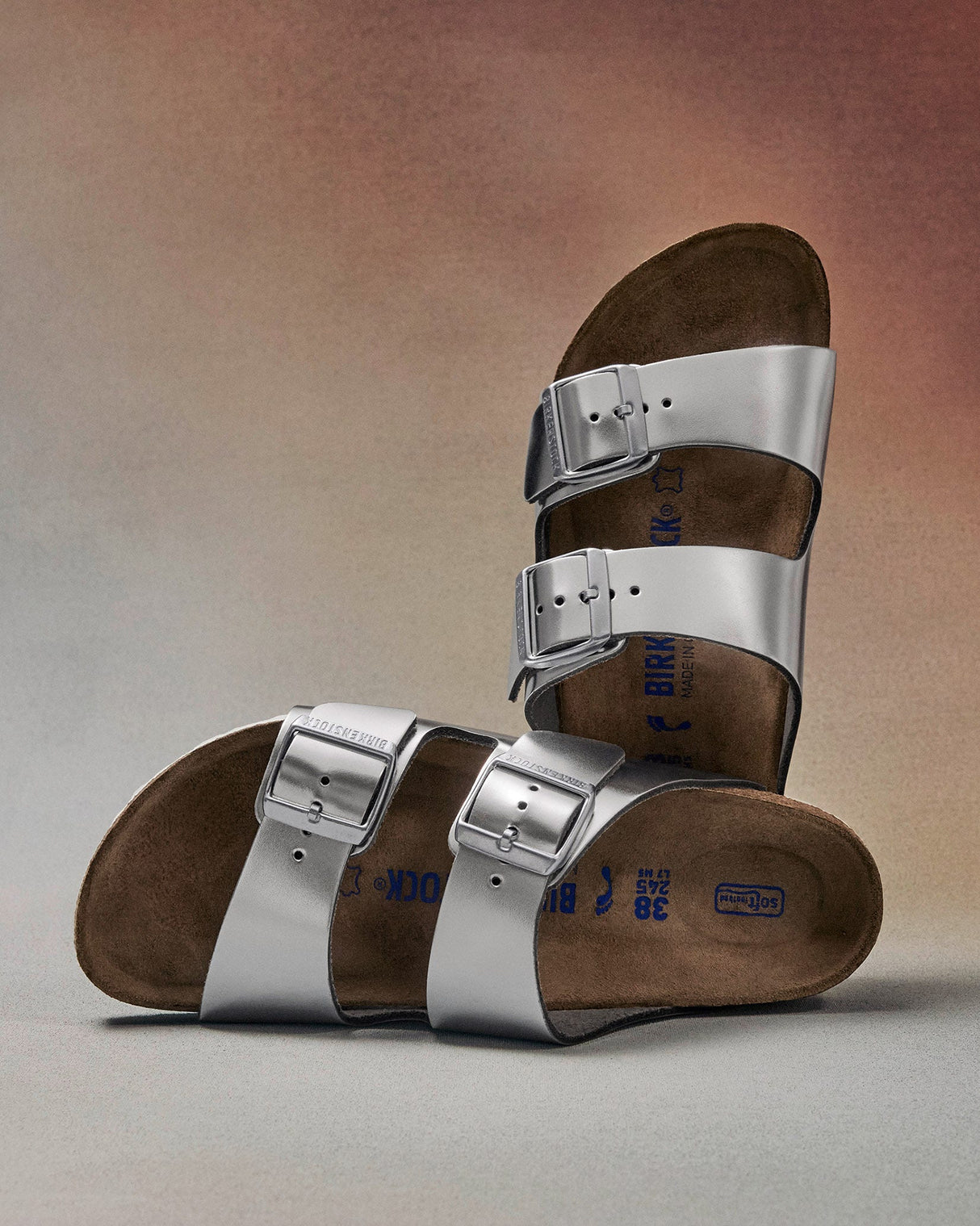 Silver Natural Leather Arizona Sandal