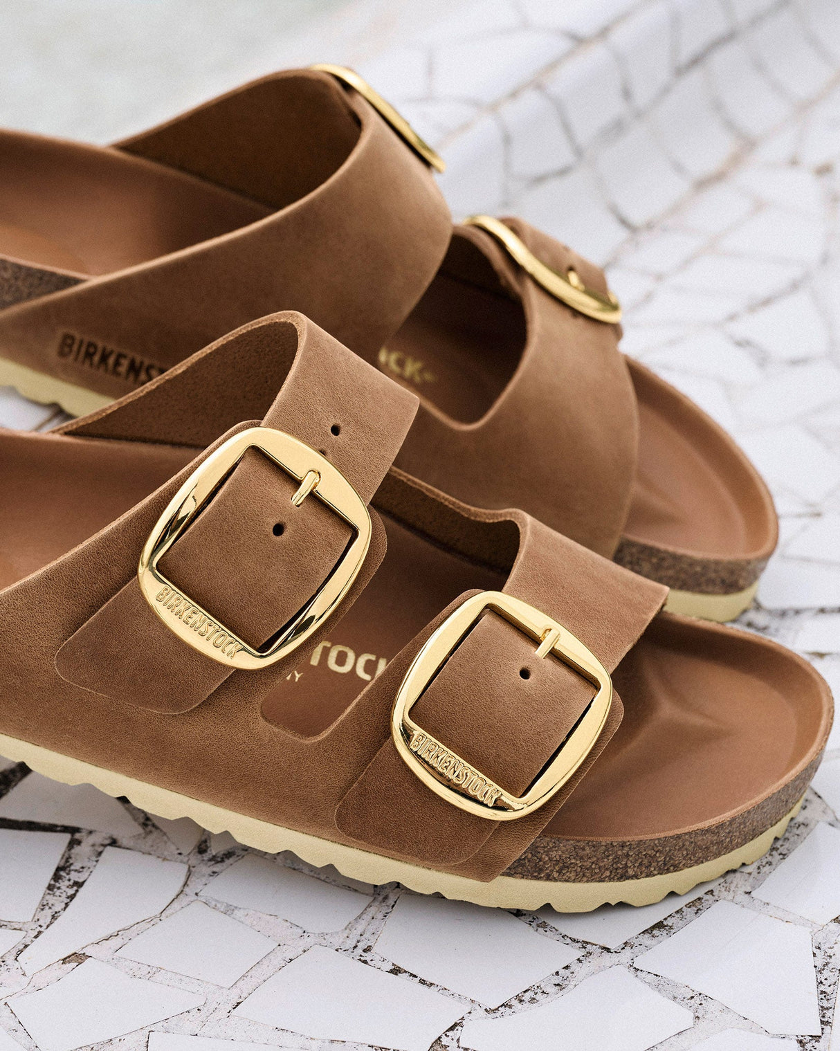 Cognac Arizona Big Buckle Sandal