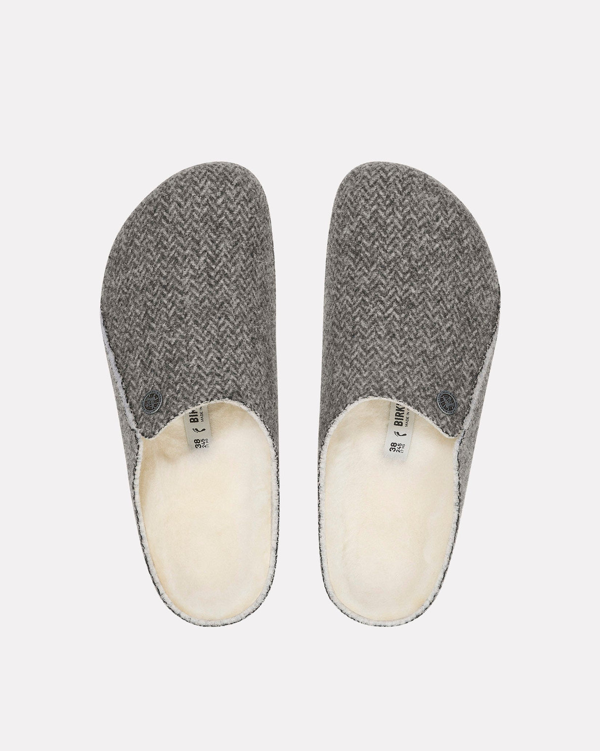 Herringbone Grey Shearling Zermatt Slipper