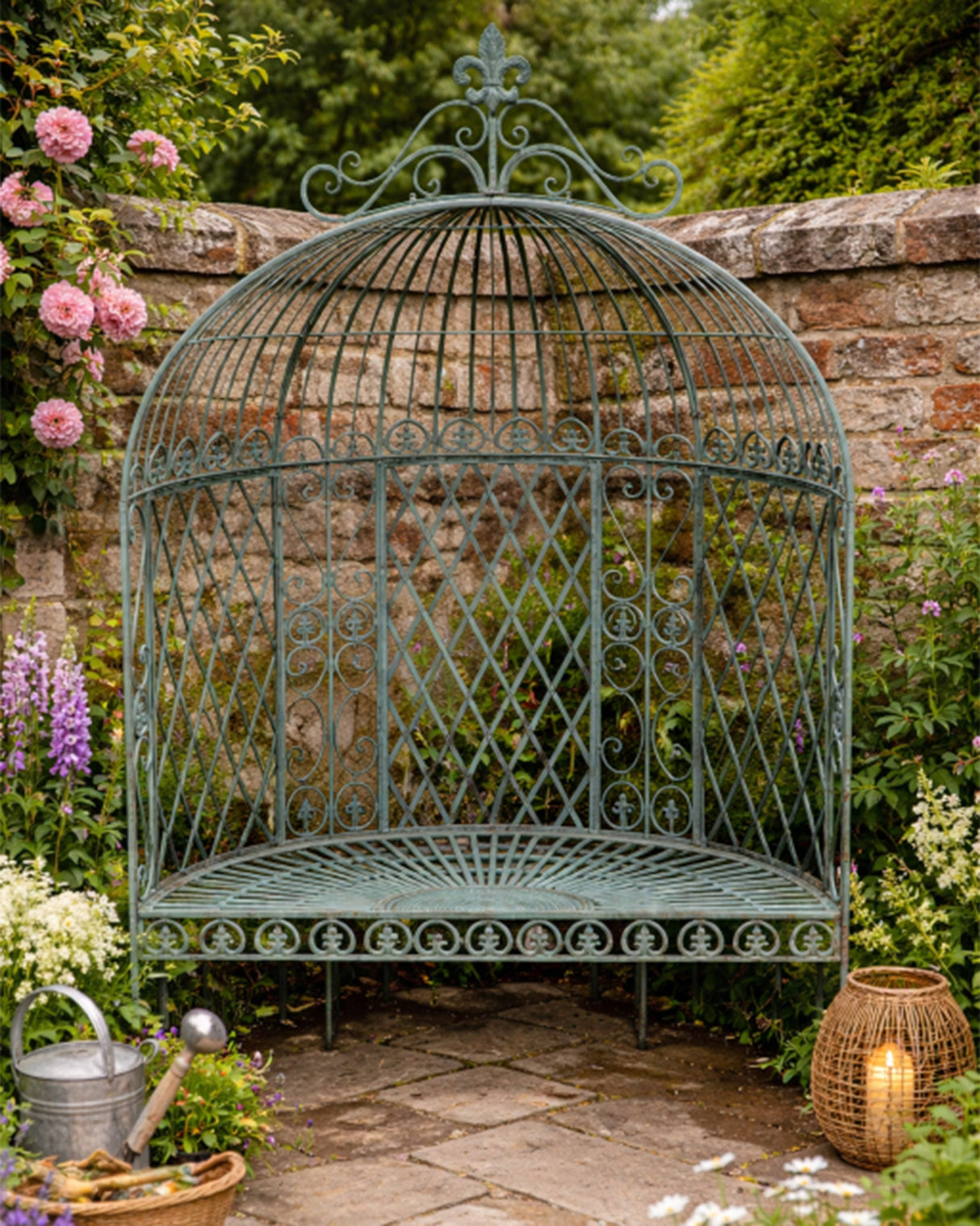 Aged-Green-Finish-Annie-Metal-Arch-Bench