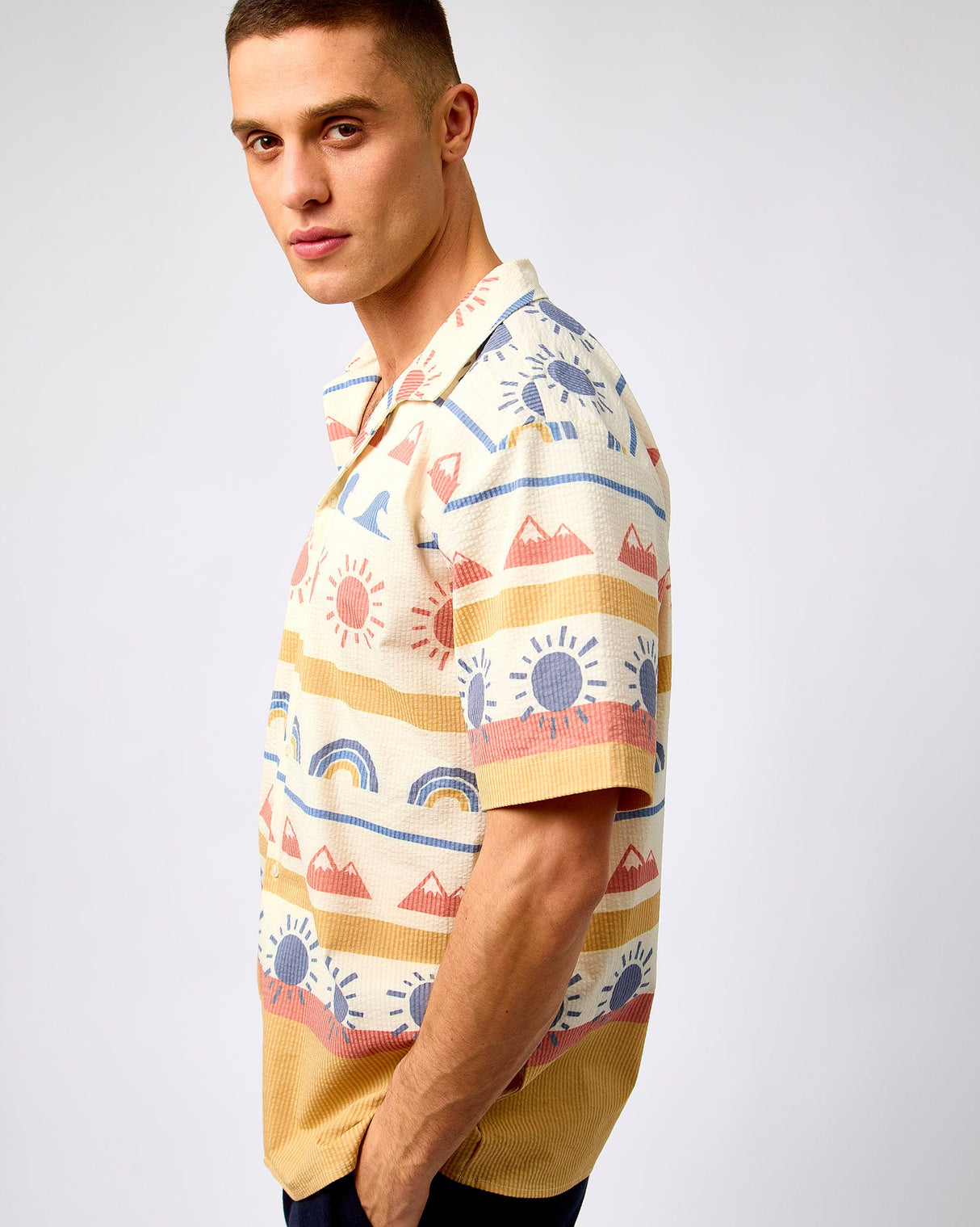 Multicolour-Fig-Seersucker-Printed-Short-Sleeve-Shirt