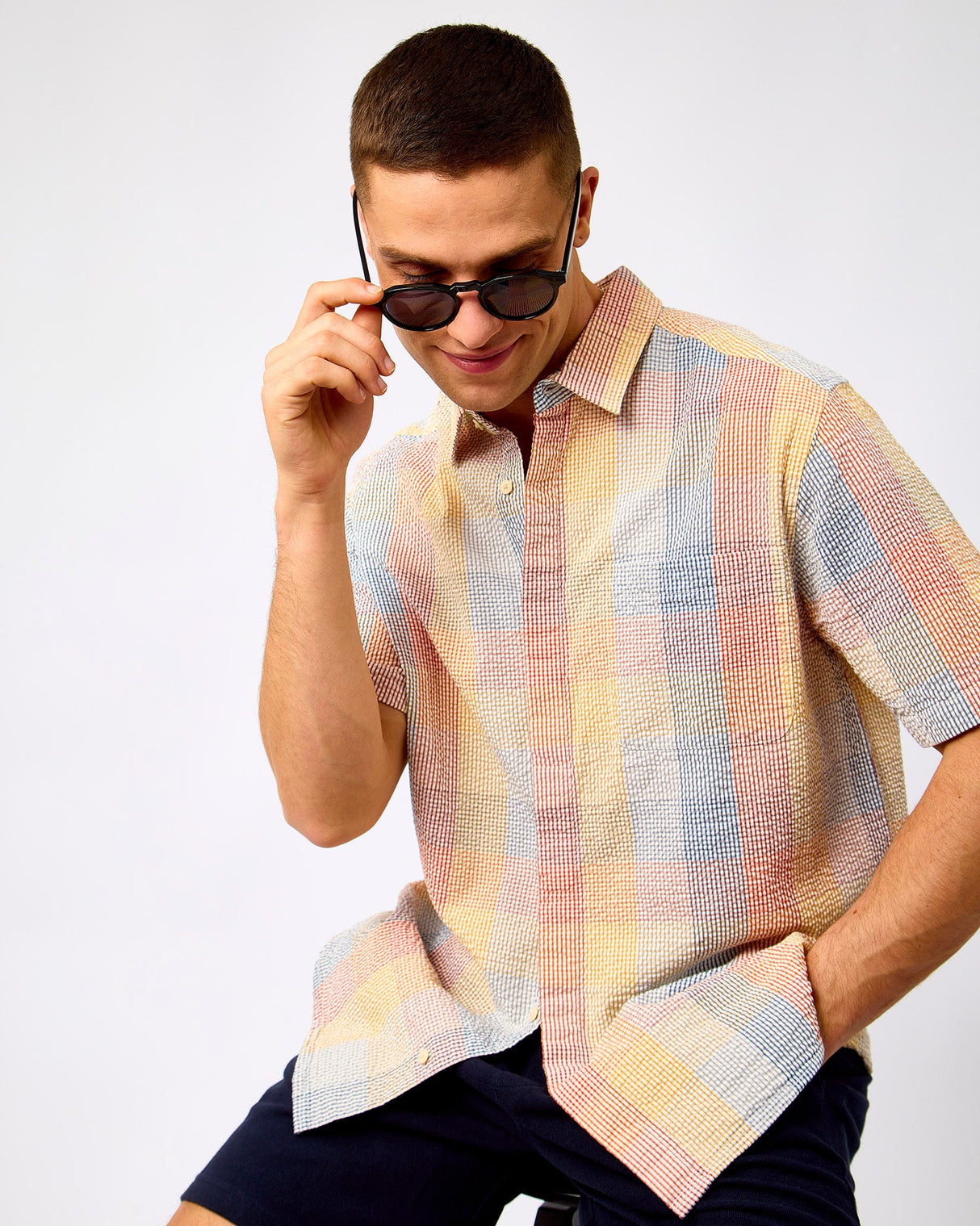 Multi-Check-Seersucker-Short-Sleeve-Shirt