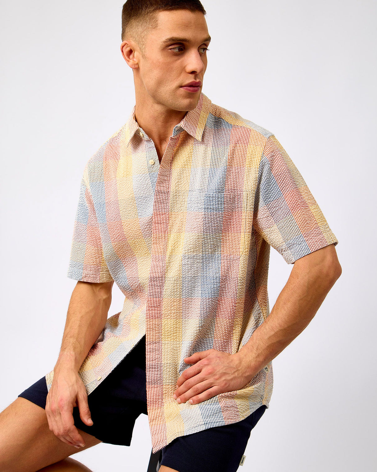 Multi-Check-Seersucker-Short-Sleeve-Shirt