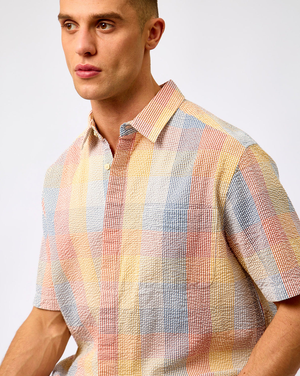 Multi Check Seersucker Short Sleeve Shirt