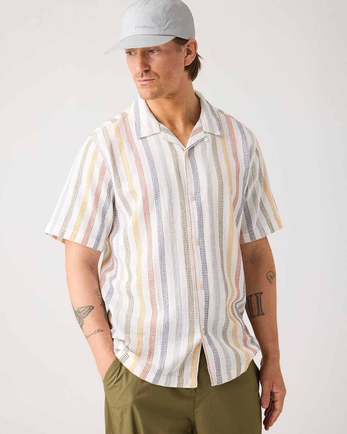 Multicolour Vertical Stripe Short Sleeve Shirt