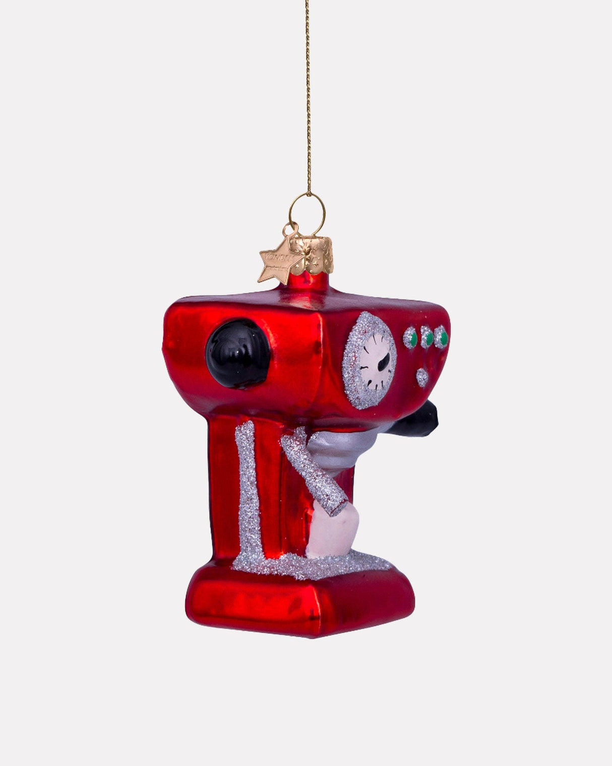 Red Coffee Machine Glass Tree Ornament