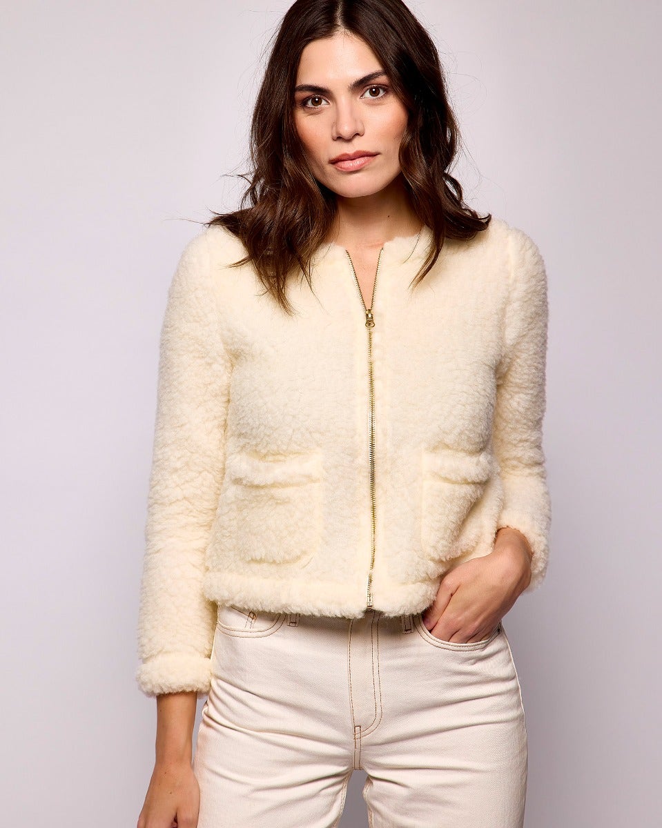Natural Textured Sheep Wool Chanely Jacket