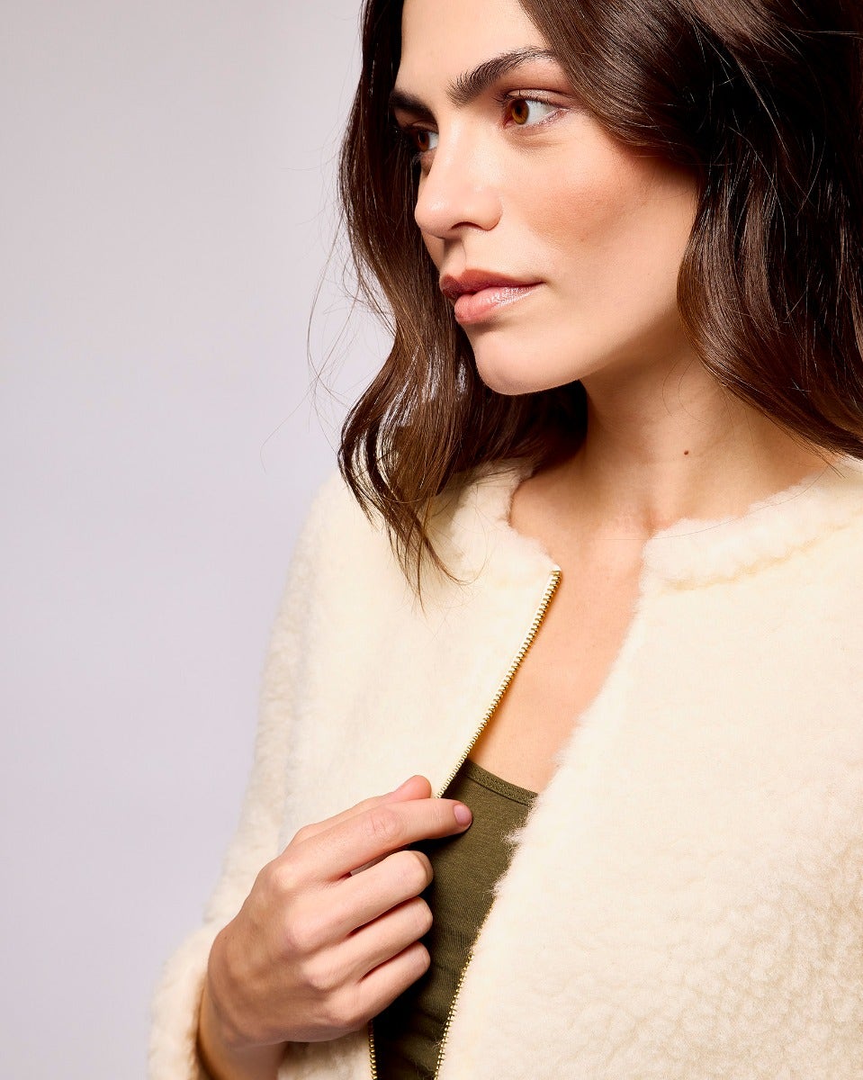 Natural Textured Sheep Wool Chanely Jacket