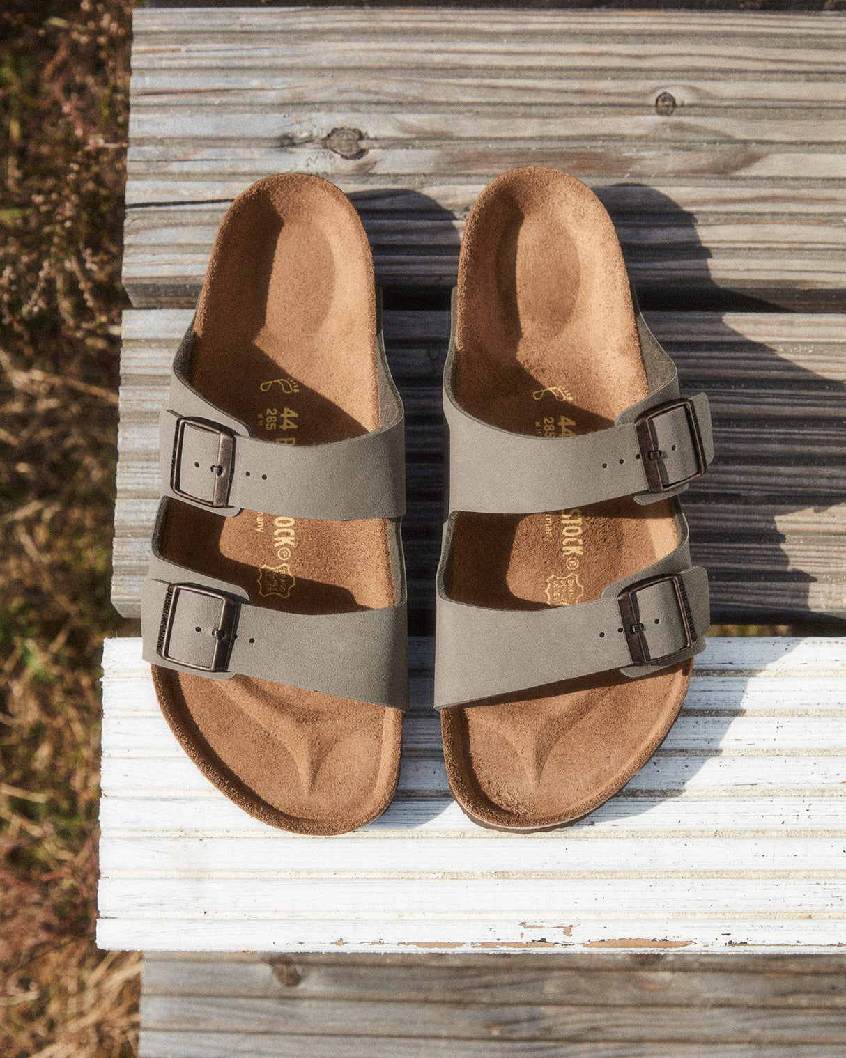 Stone Birko-Flor Leather Sandal