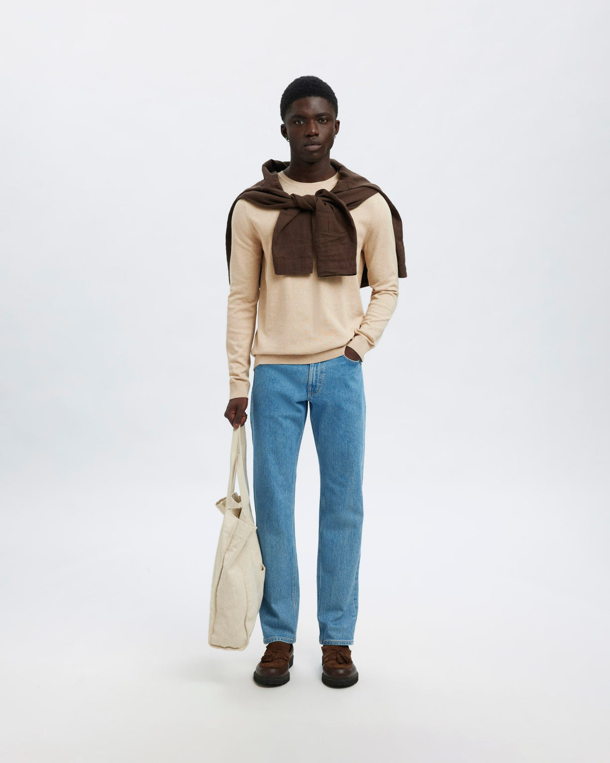 Oatmeal Berg Cotton Knit Pullover