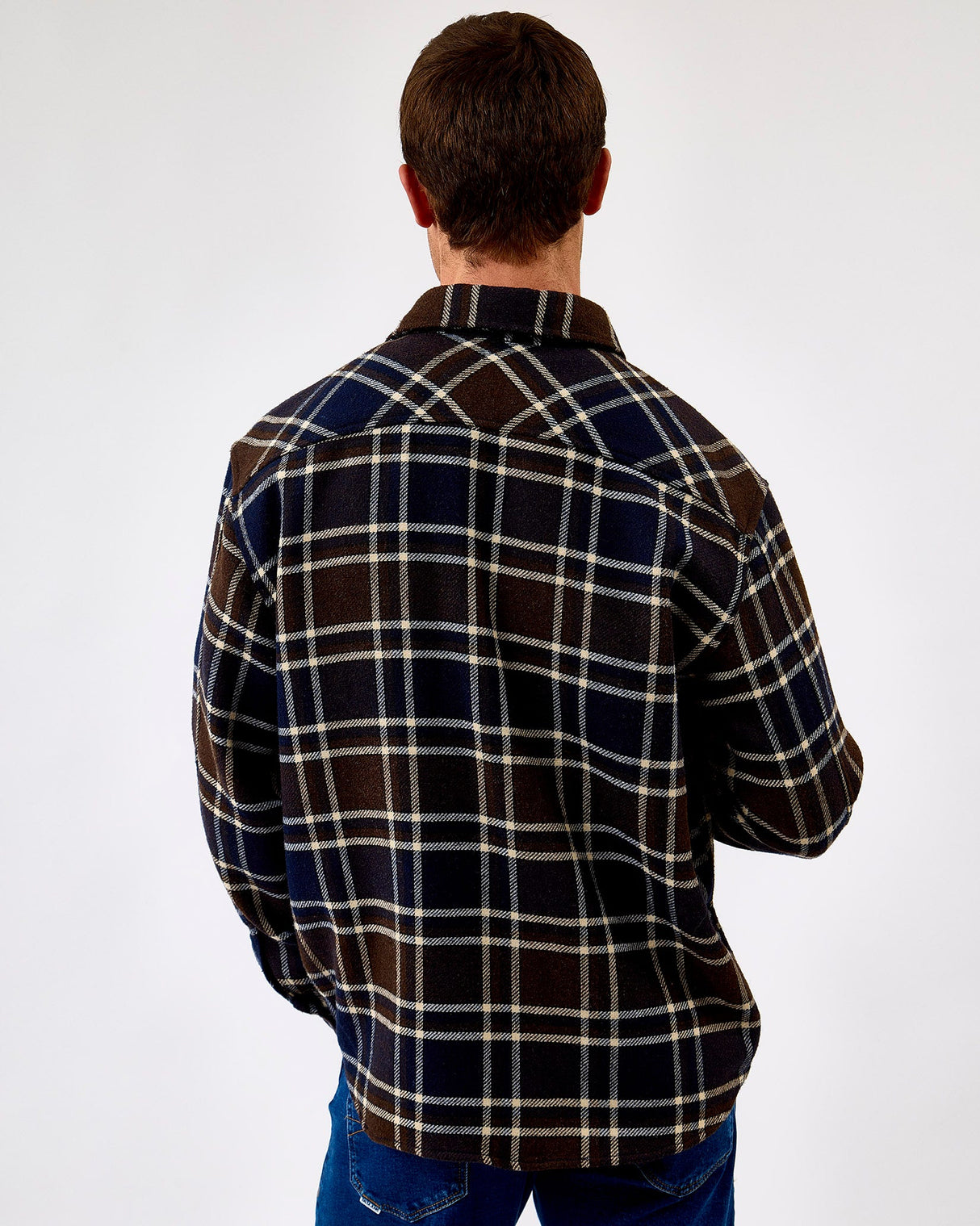 Dark Brown Melange Wool Blend Overshirt