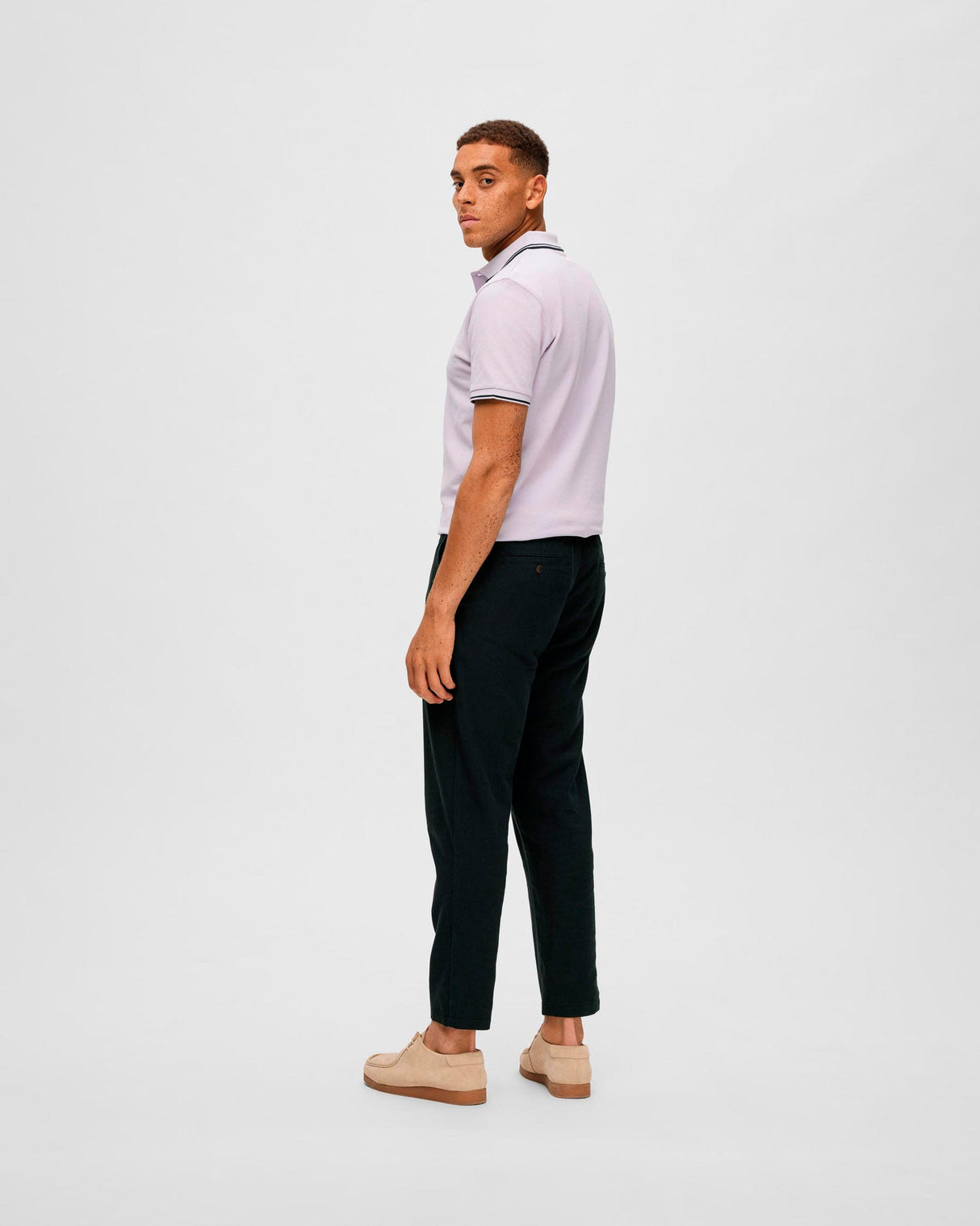 Black Brody Slim Fit Tapered Linen Pants