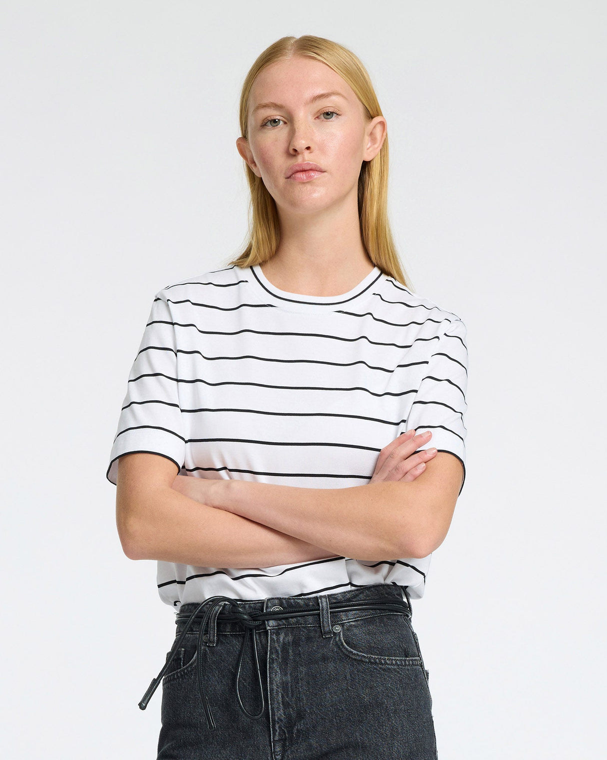 Black Essential Thin Striped Boxy T-Shirt