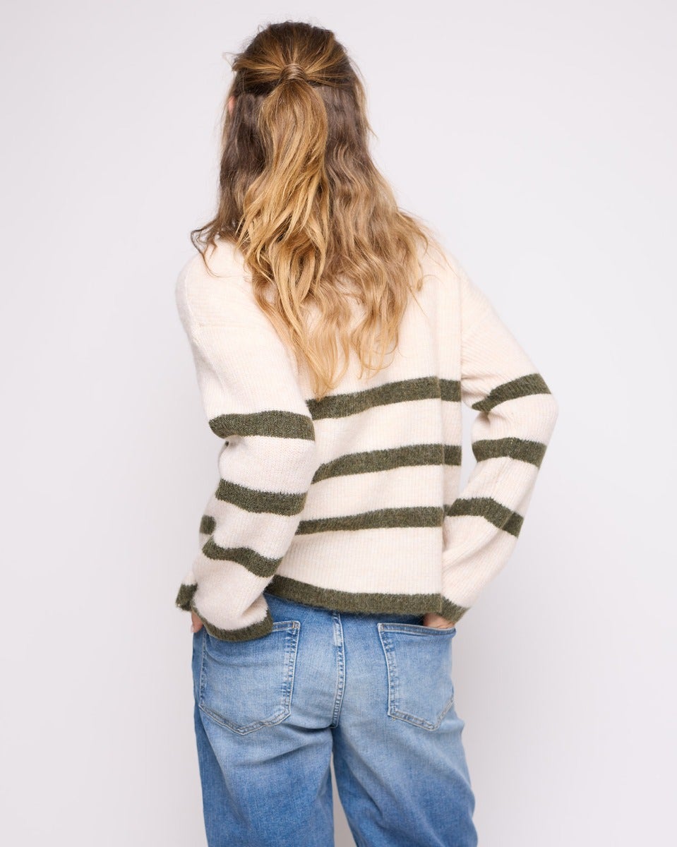 Kalamata Stripe Maline Half Zip Knit Jumper