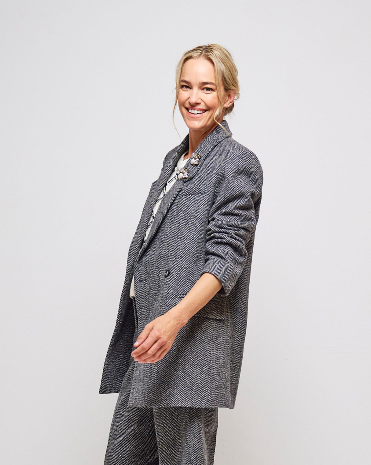 Dark Grey Hera Wool Blend Relaxed Blazer