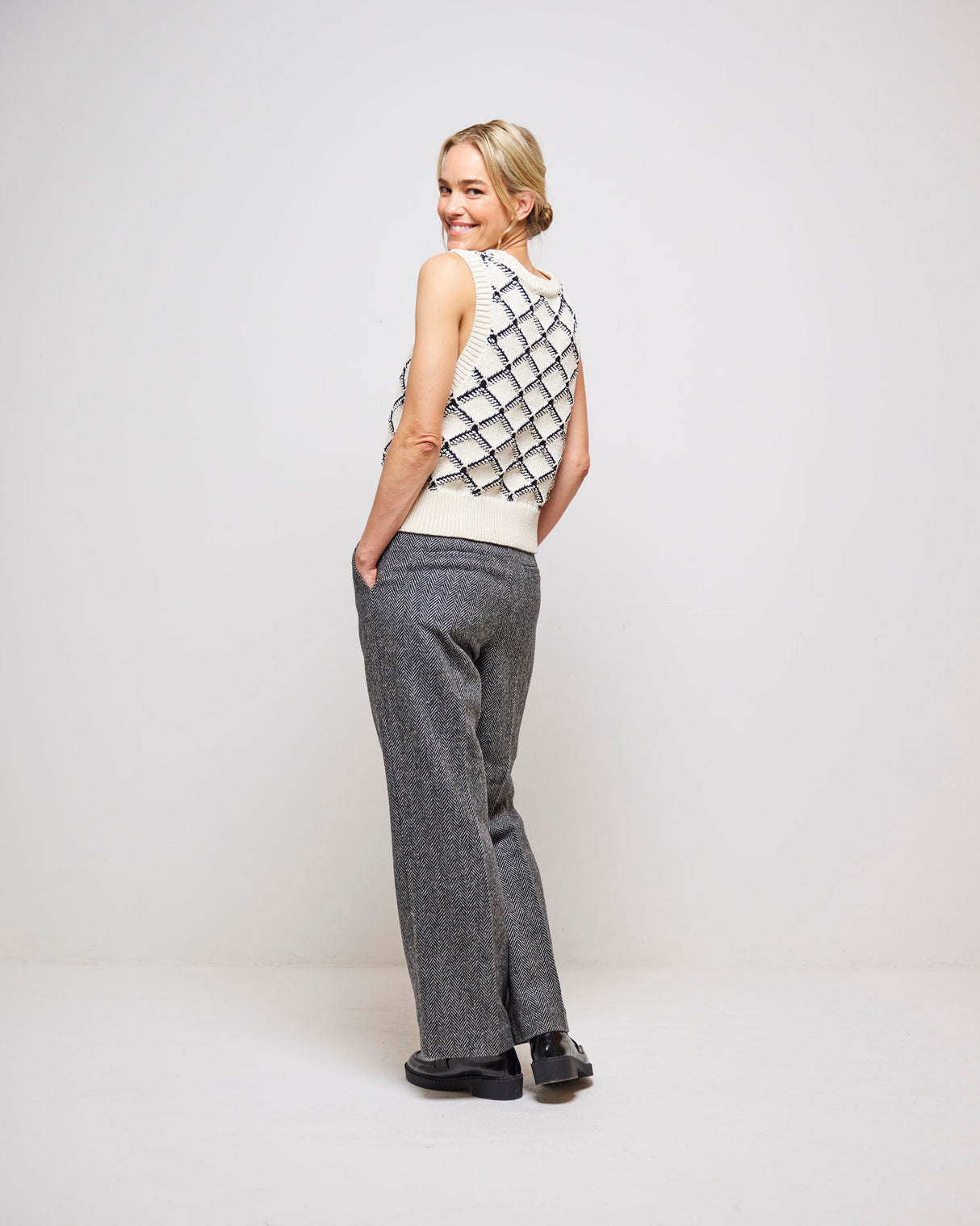 Dark Grey Hera Wool Blend High Waisted Wide Pant