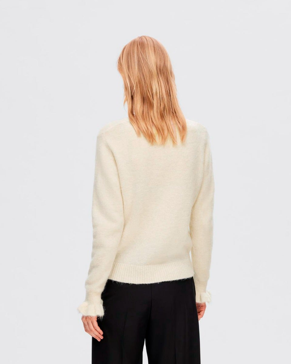 Birch Sia Frill Cuff O-Neck Knit Jumper