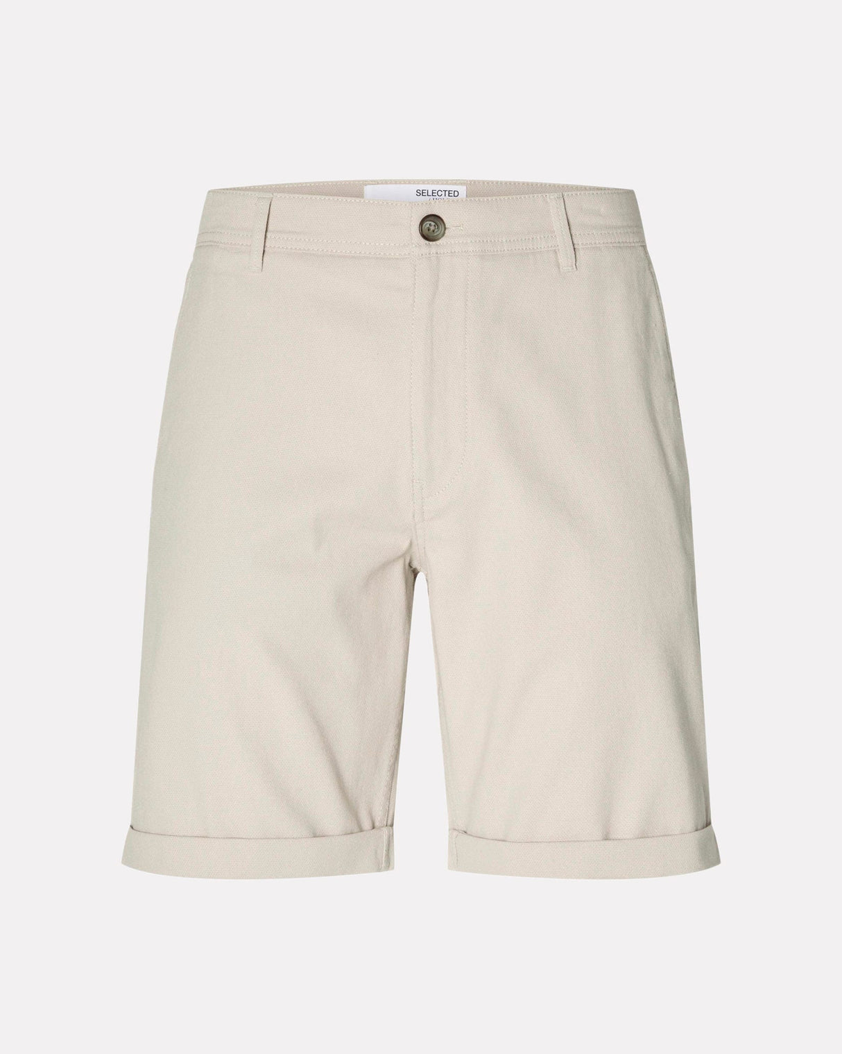Oatmeal-Luton-Slim-Fit-Cotton-Flex-Shorts