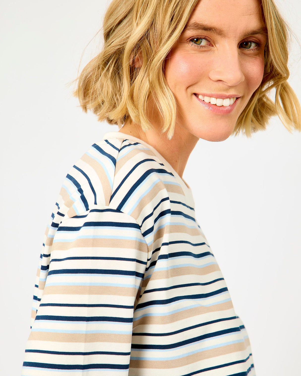 Cash Blue Multi Essential Striped Boxy Long Sleeve T-Shirt