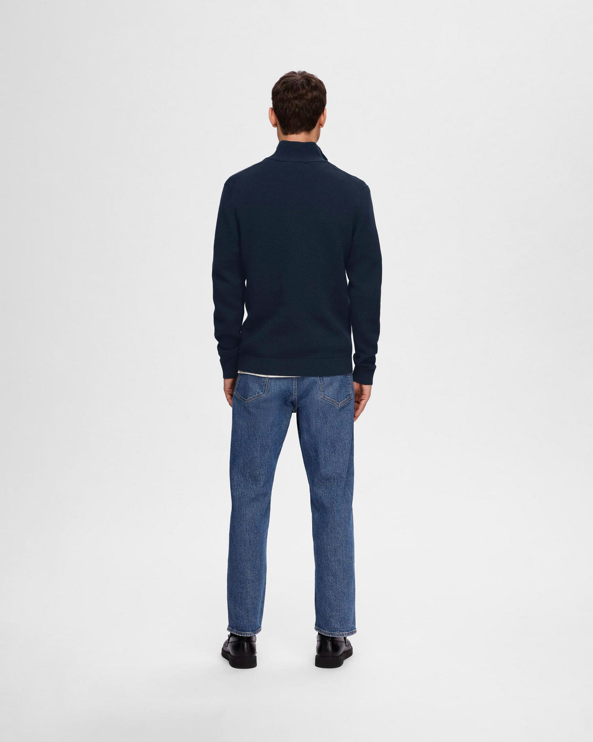 Sky Captain Dane Cotton Structured Knit Half Zip Jumper