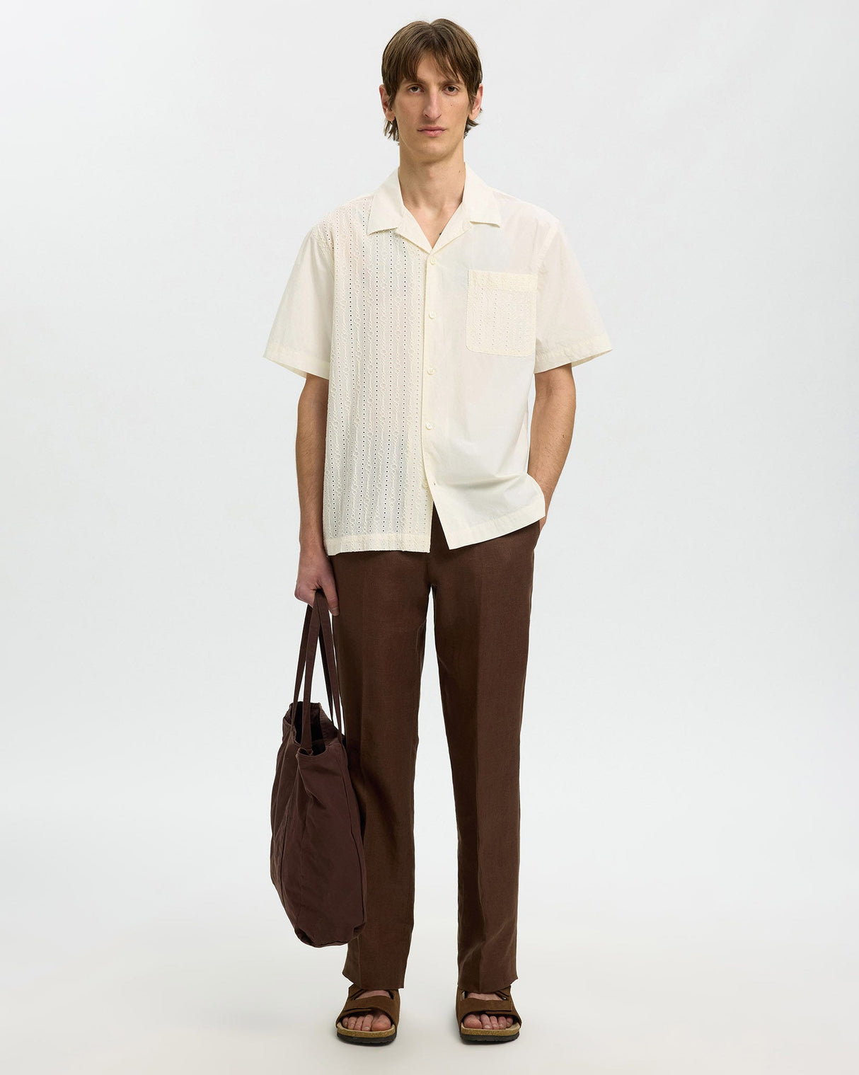 Egret Jax Broderie Short Sleeve Shirt