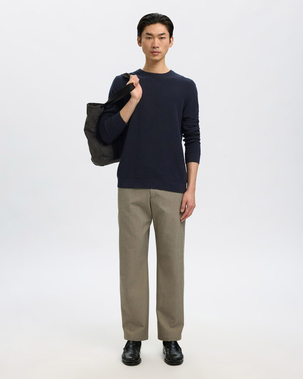 Dark Sapphire Ross Structured Knit Jumper