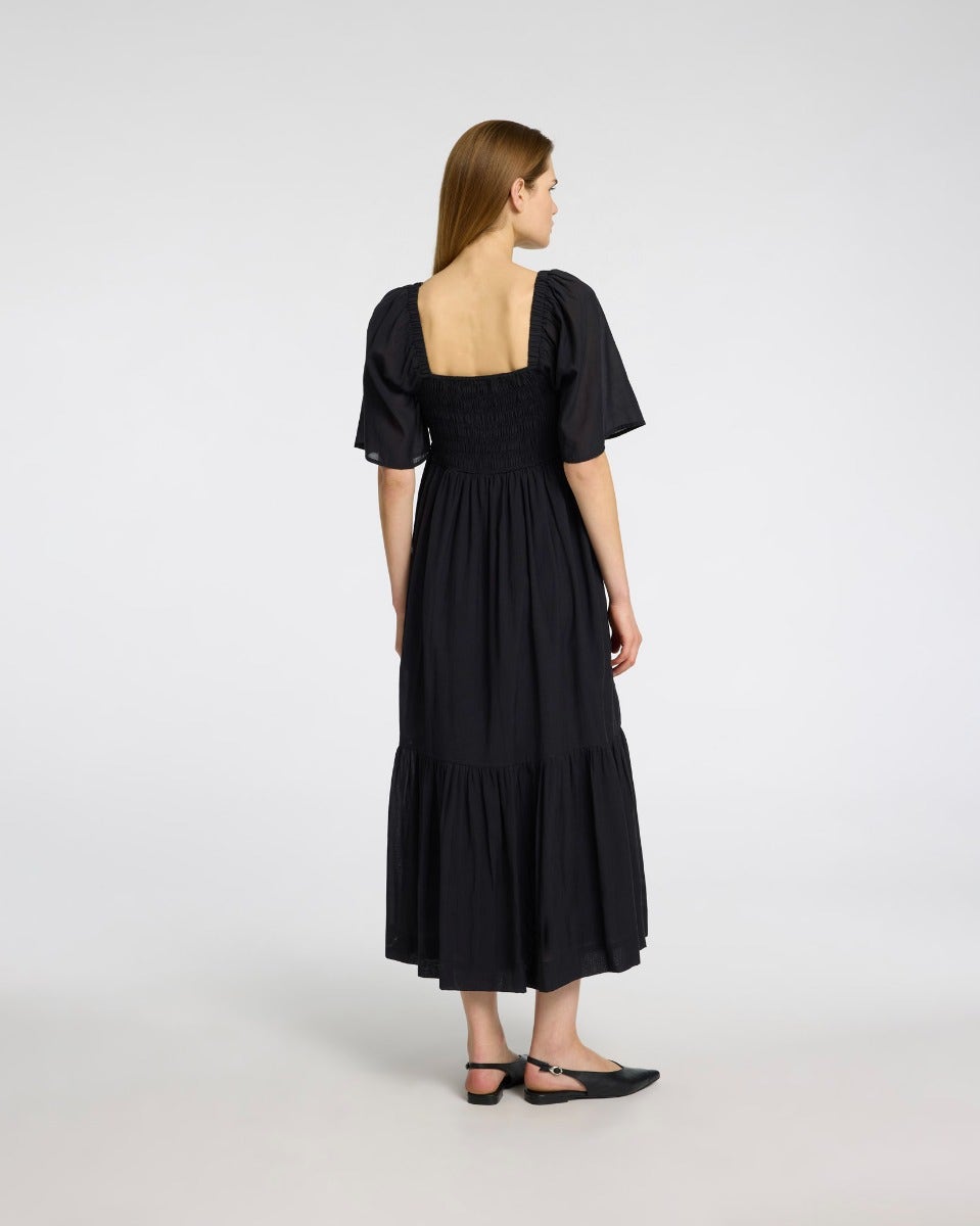 Black Dora Short Sleeve Ankle Dress