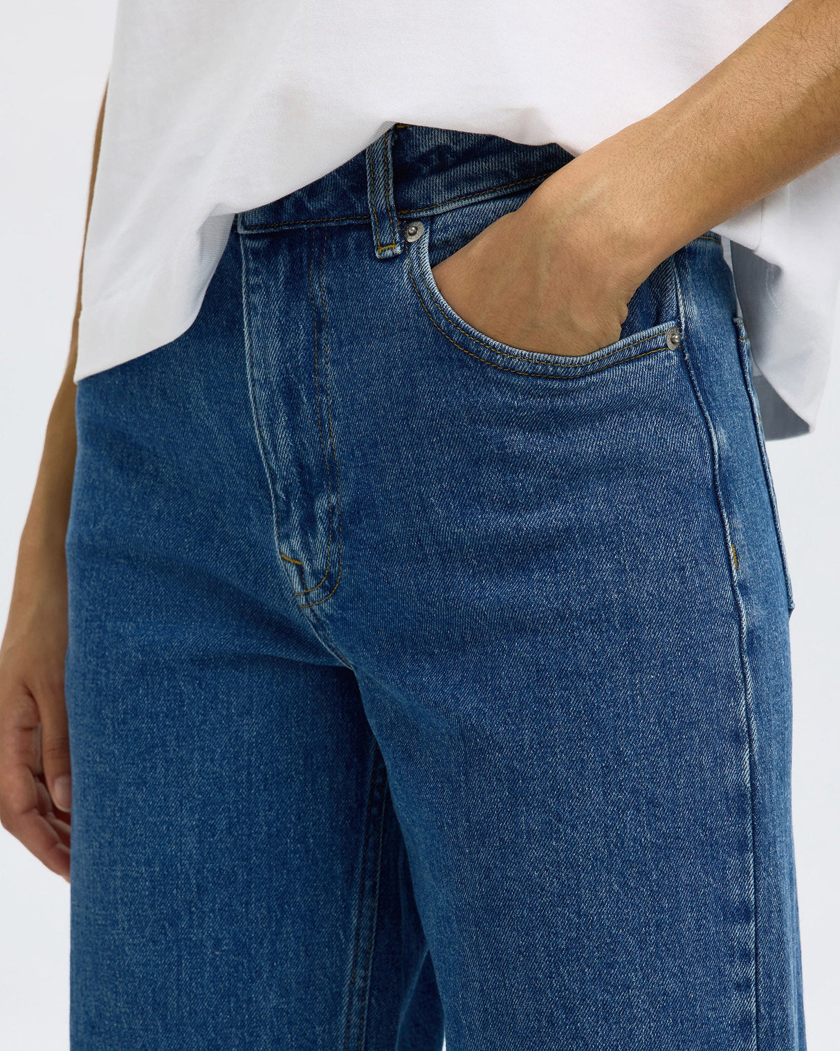 Medium Blue Bea-Kori High Waisted Wide Leg Jeans