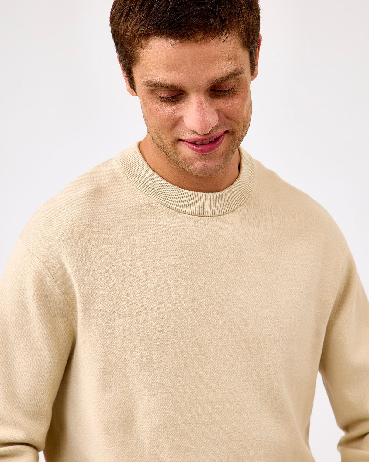 Oatmeal Teller Crew Neck Knit Jumper