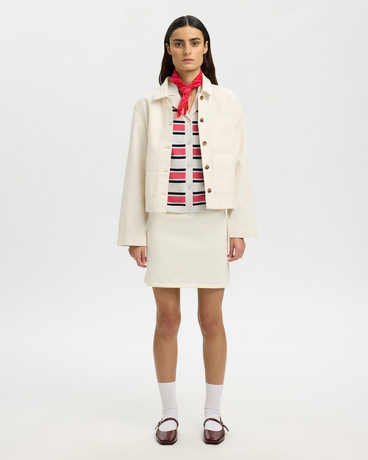 Egret Stripe Amour Knit Polo