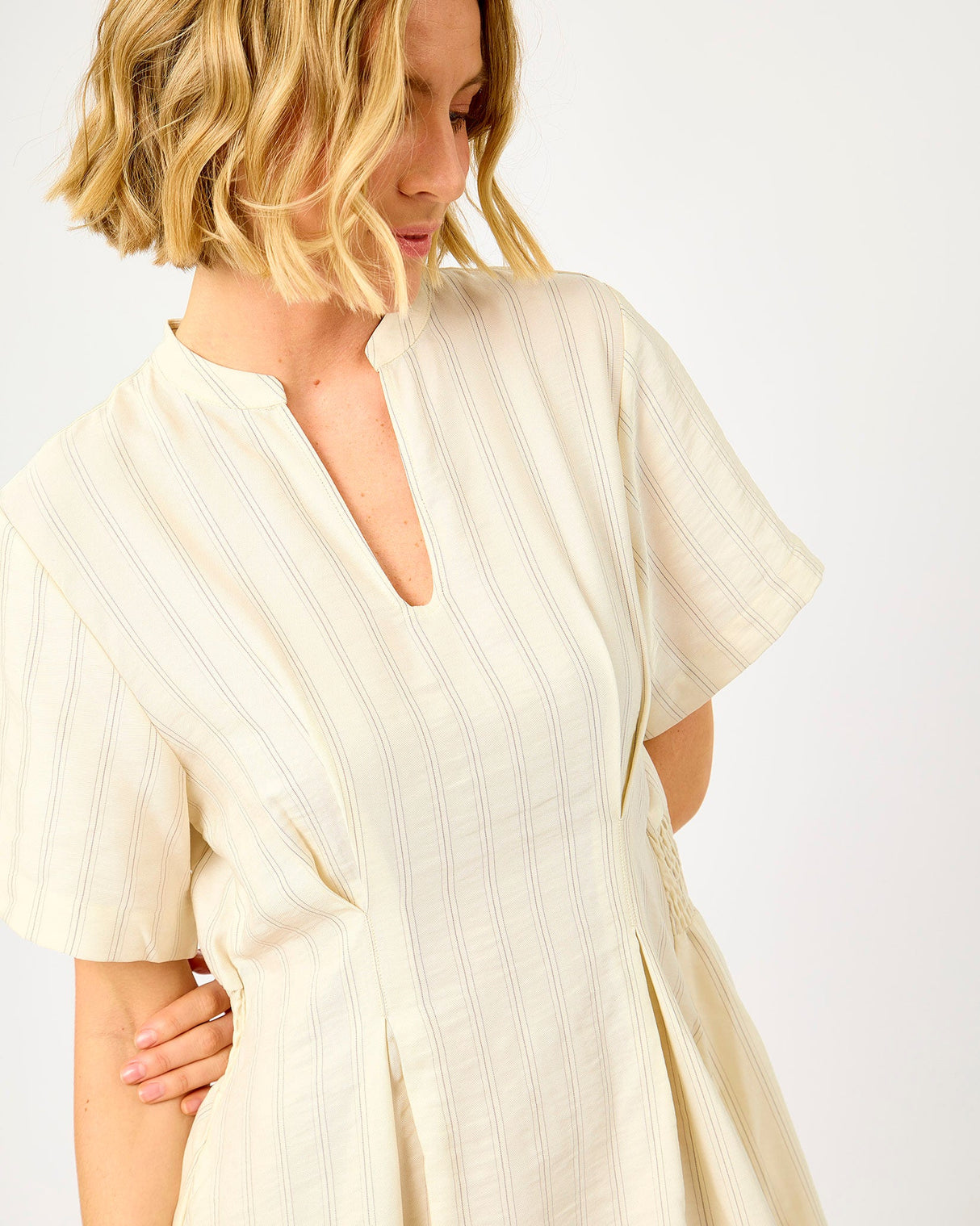 Egret Stripe Marie Midi Dress