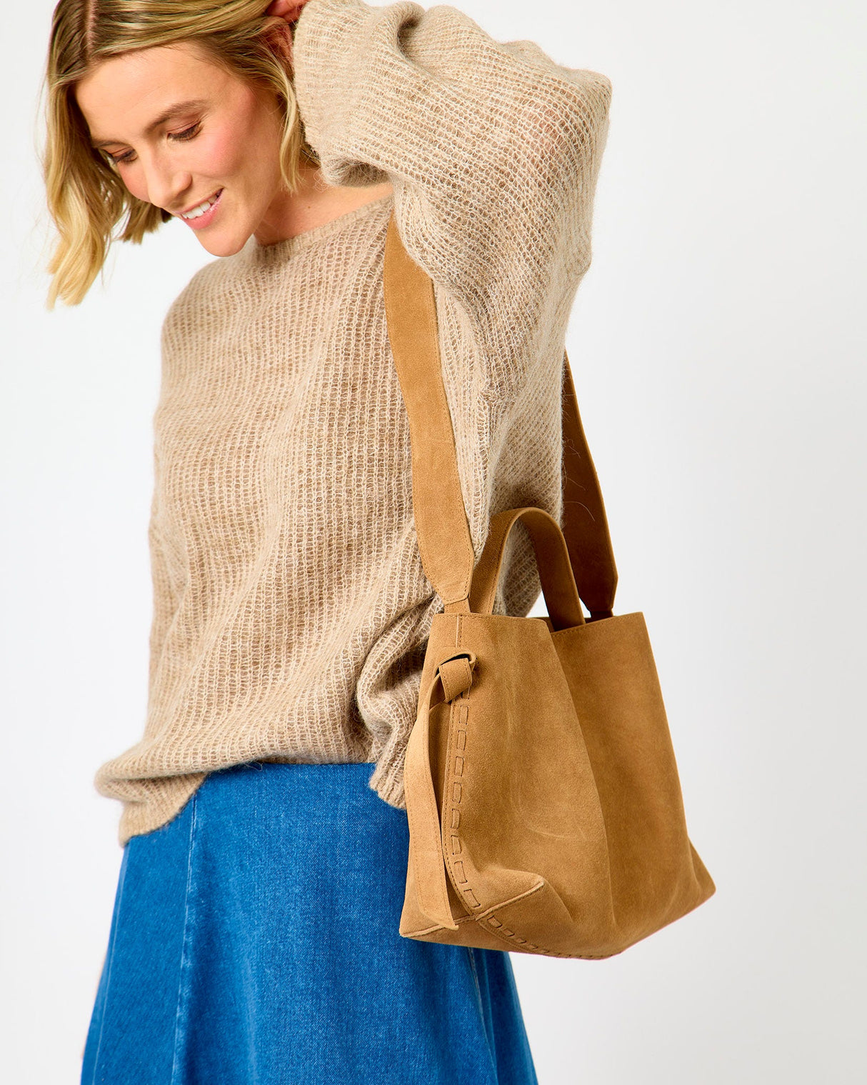 Medium Blue Agathe Midi Denim Skirt
