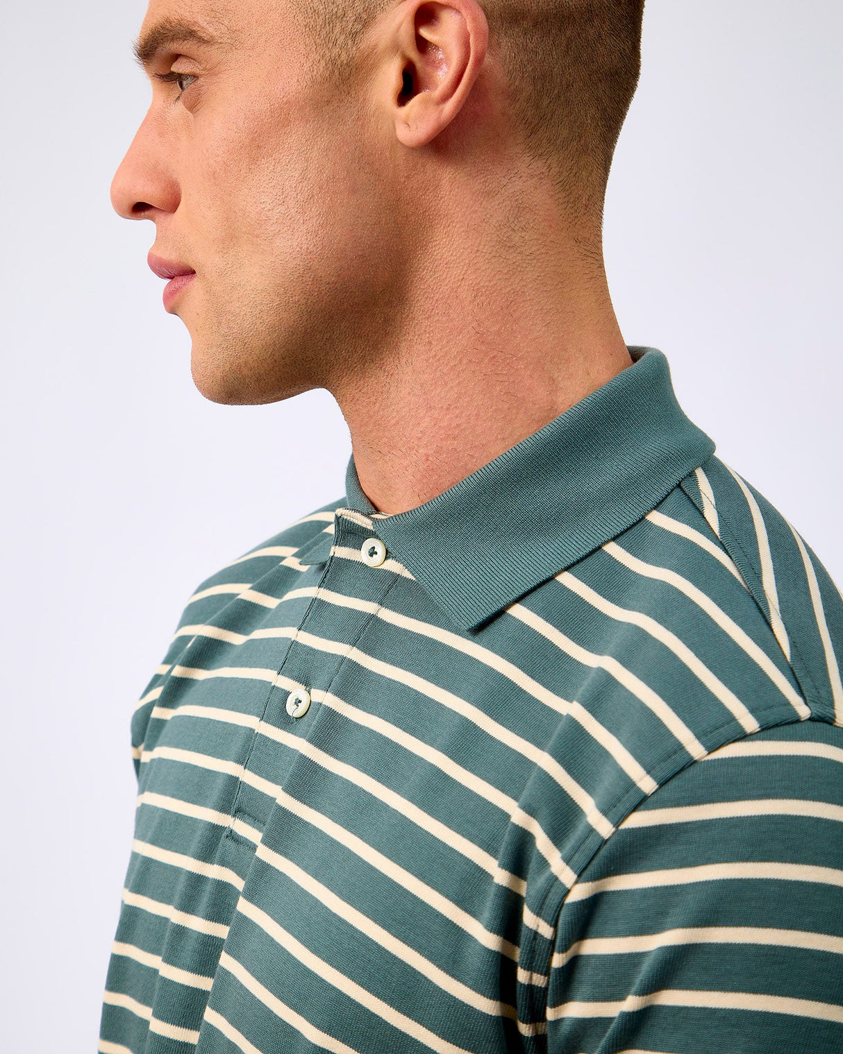 Balsam Green Dean Stripe Polo T-Shirt