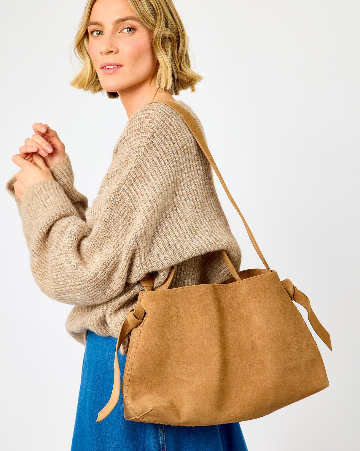 Tan-Stella-Suede-Bag