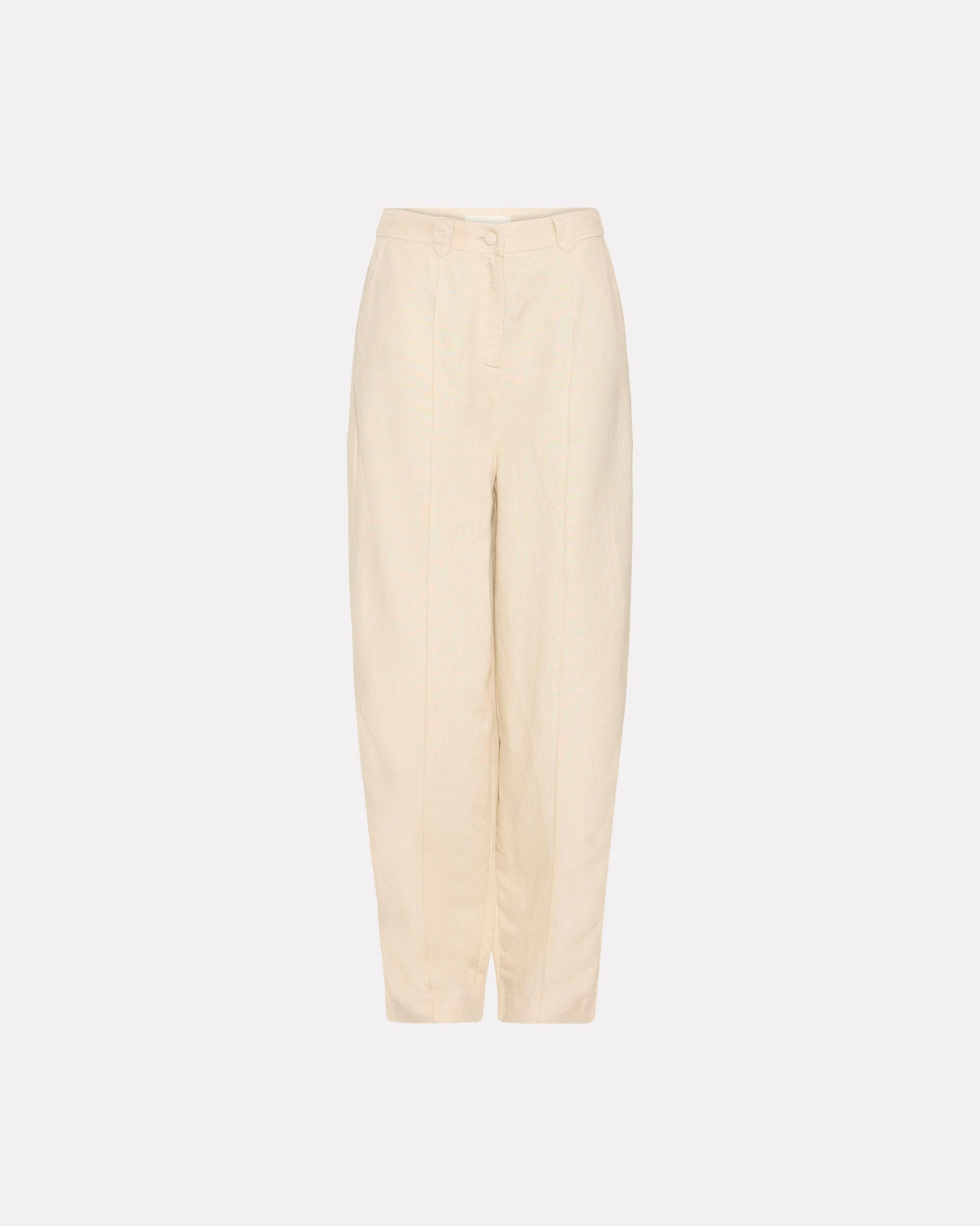 Oyster Grey Irtess Linen Blend Barrel Leg Trousers