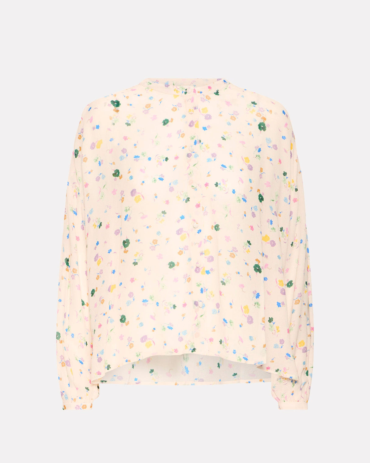 Cream Multiflower Courtney Collarless Blouse