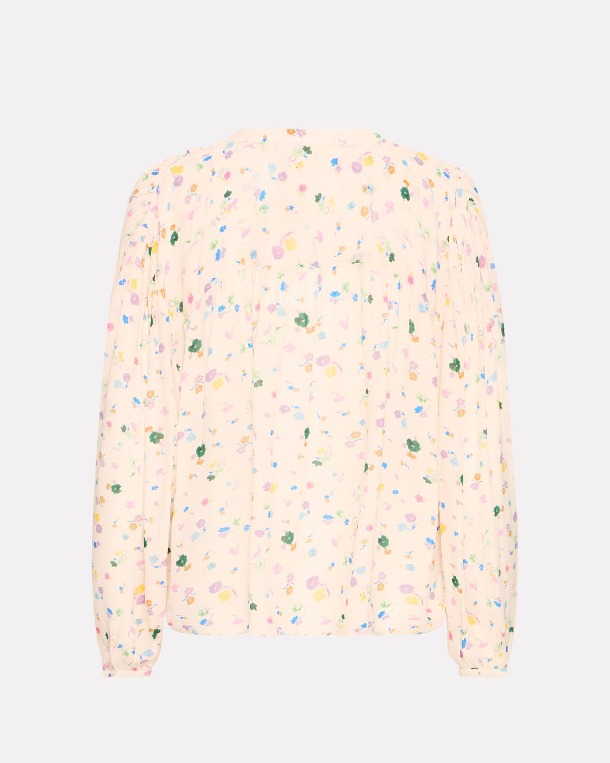 Cream Multiflower Courtney Collarless Blouse