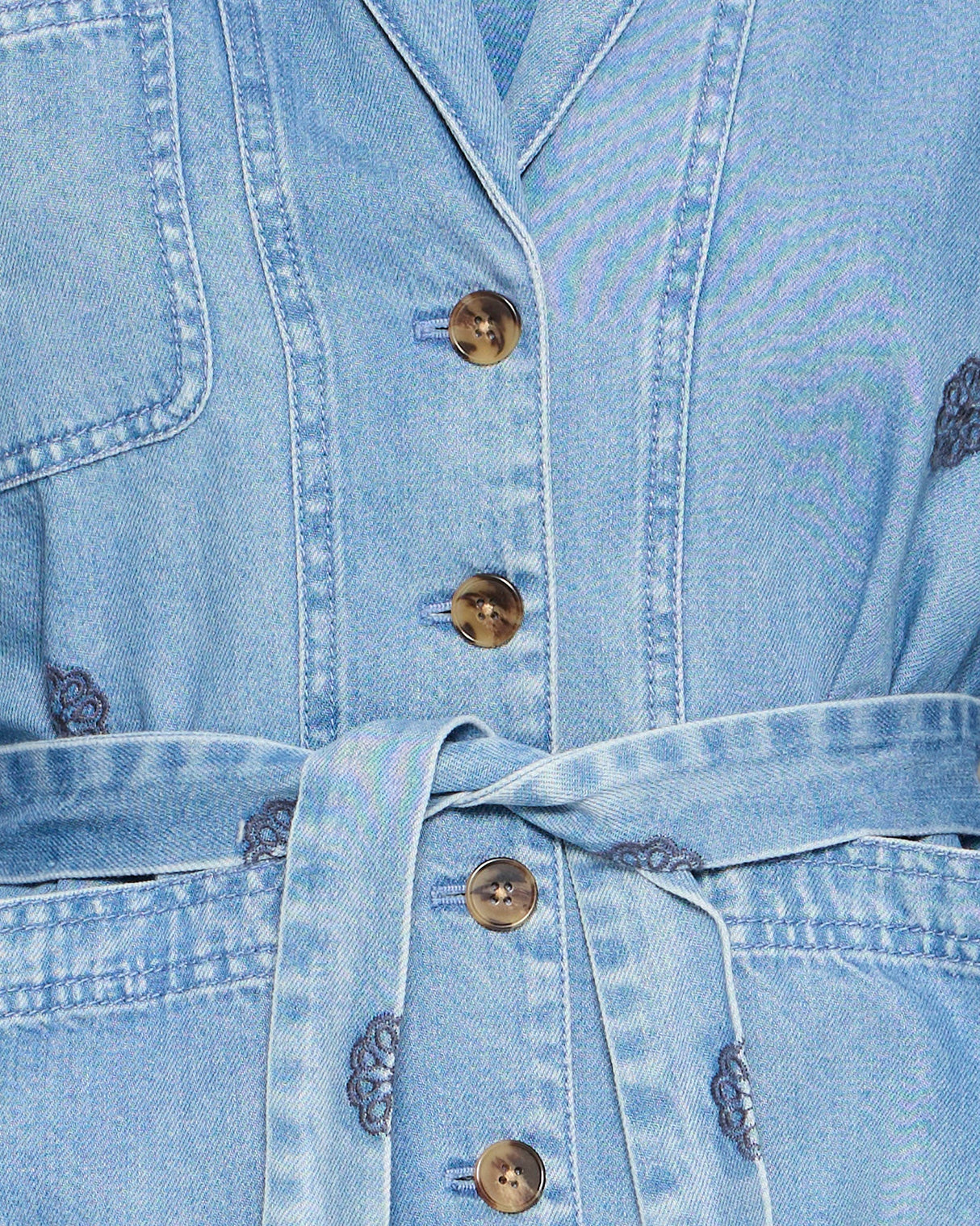 Light Blue Irharmoney Belted Denim Blazer