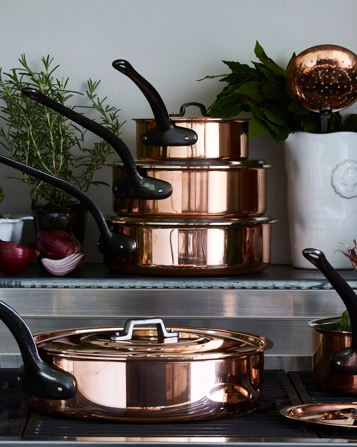 Solid Copper Lidded Sauté Pan