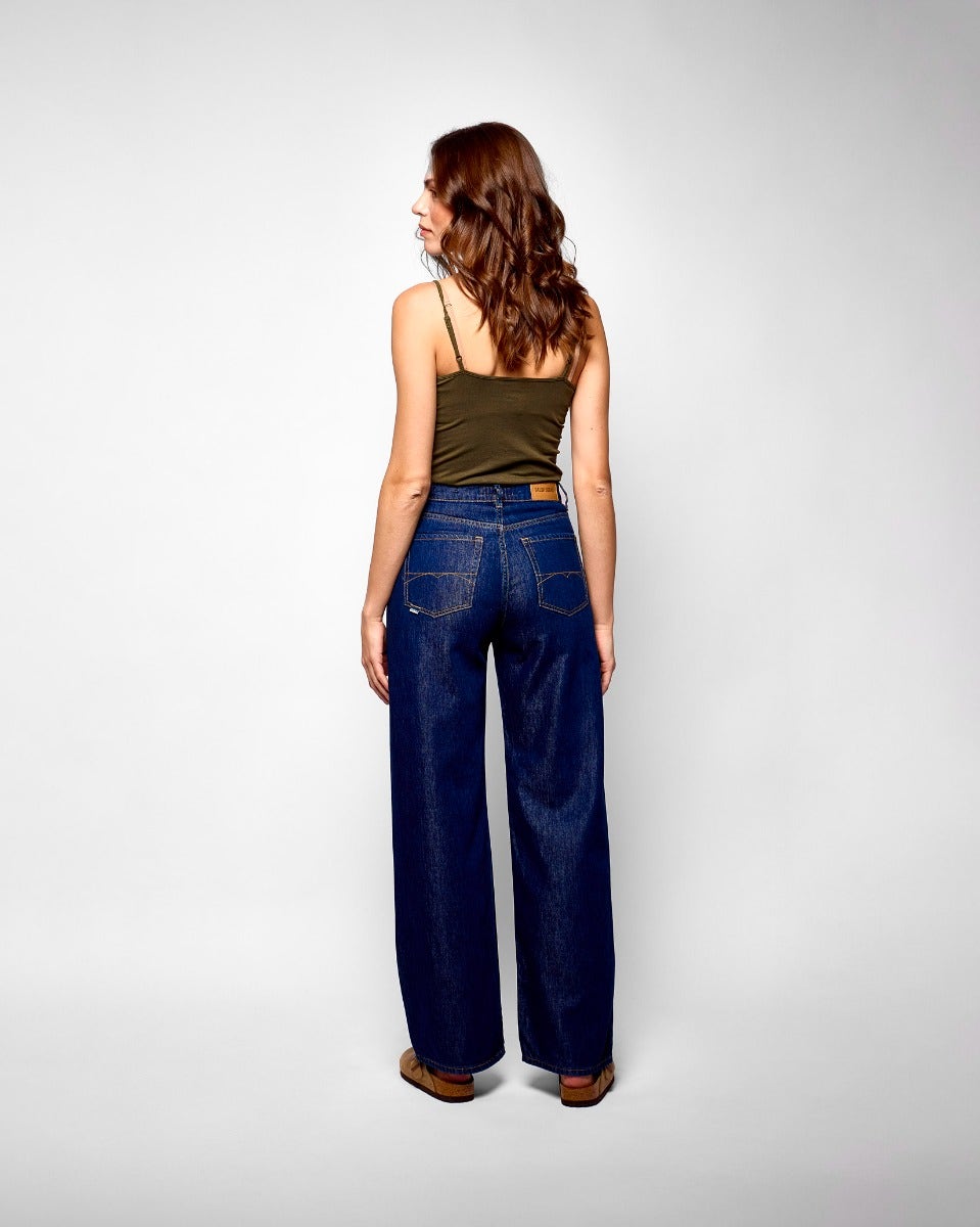 Indigo Wide Leg High Waisted Jeans