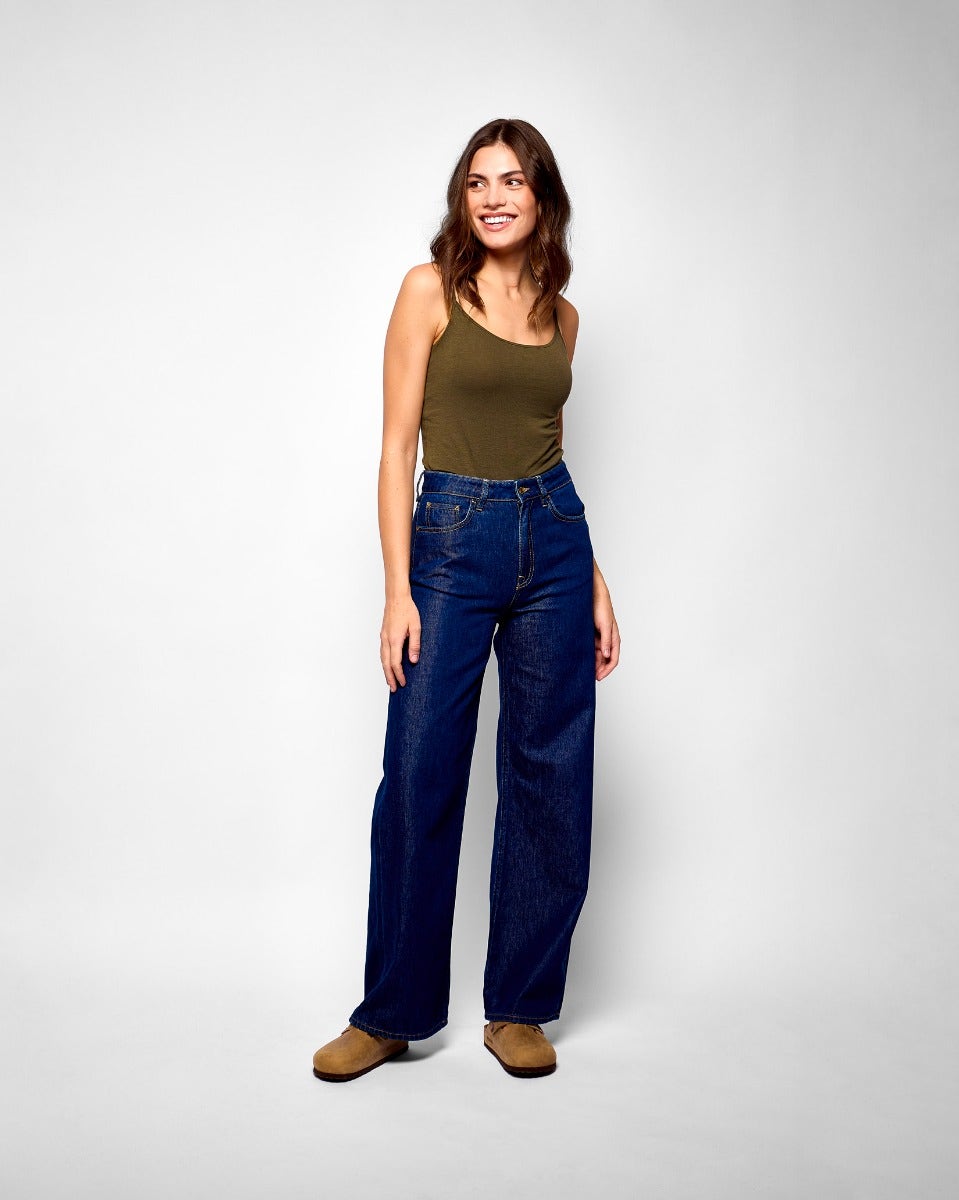 Indigo Wide Leg High Waisted Jeans