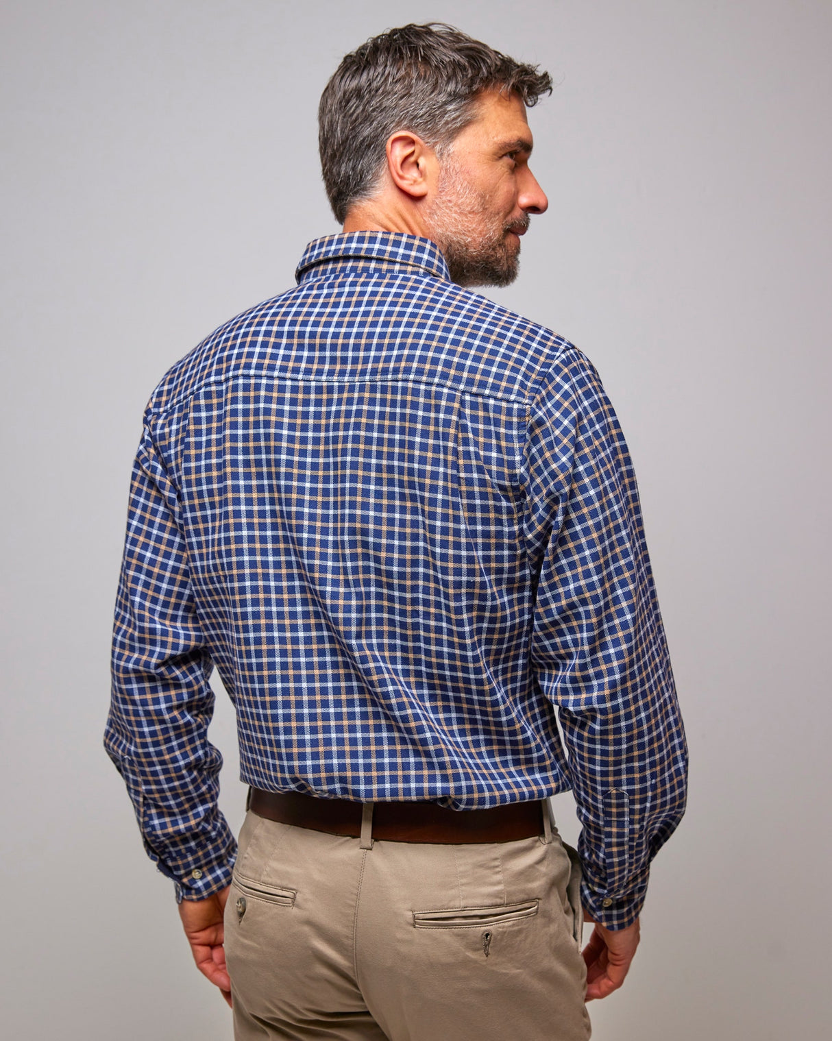 Navy Check 100% Brushed Cotton Shirt