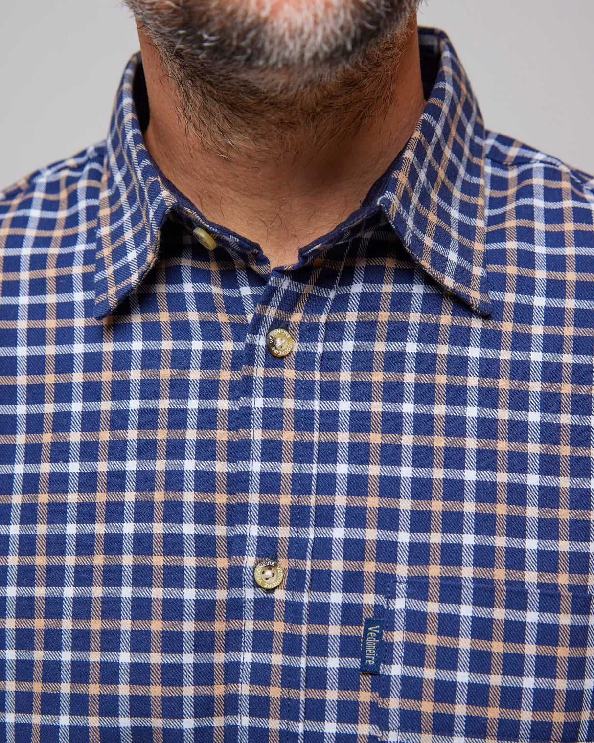 Navy Check 100% Brushed Cotton Shirt