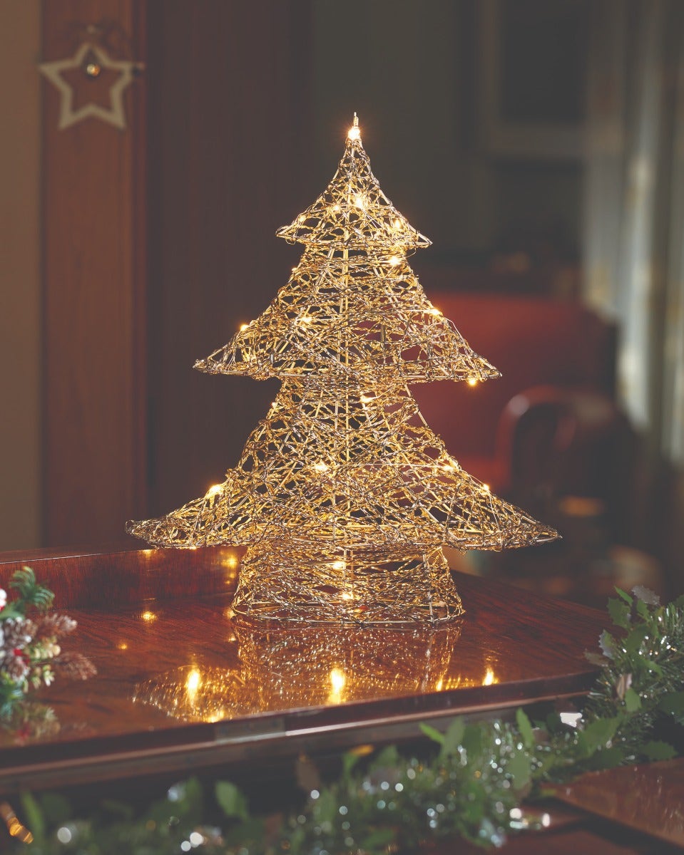 Battery Light-Up Gold Weave WonderTree Decoration