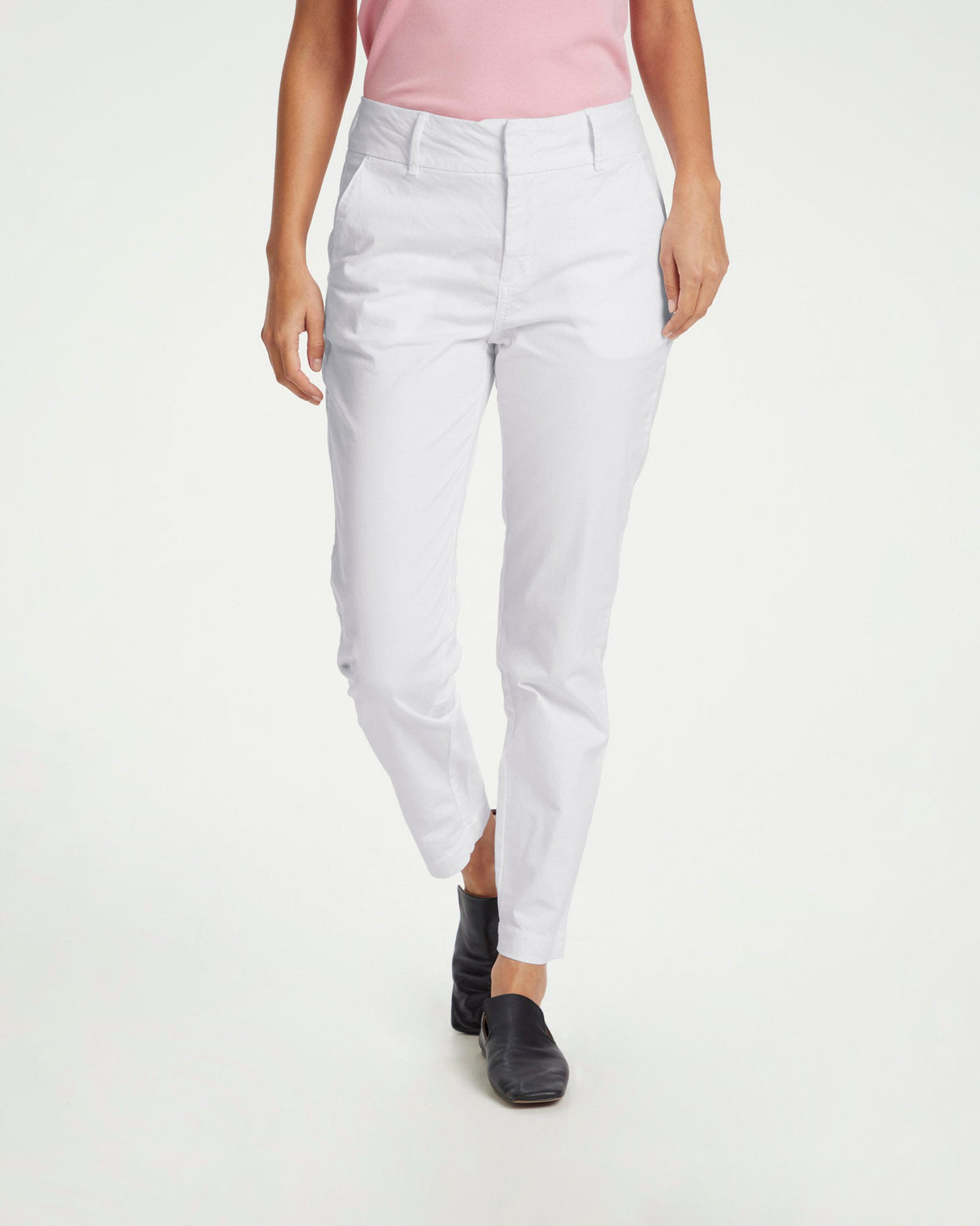 Bright White Soffys Cotton Cropped Chino Trousers